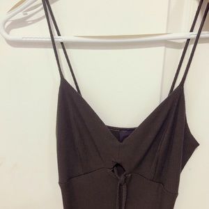 Form fitting kaki green body con dress.